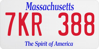 MA license plate 7KR388