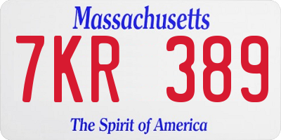 MA license plate 7KR389