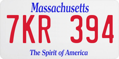 MA license plate 7KR394