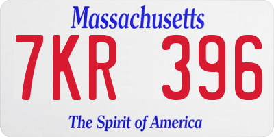 MA license plate 7KR396