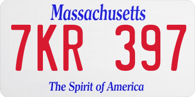 MA license plate 7KR397