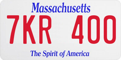 MA license plate 7KR400
