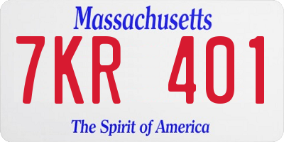 MA license plate 7KR401