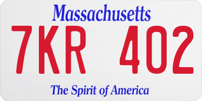MA license plate 7KR402