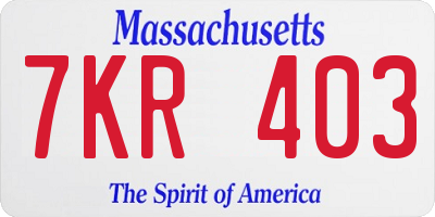 MA license plate 7KR403