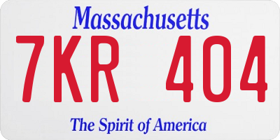 MA license plate 7KR404