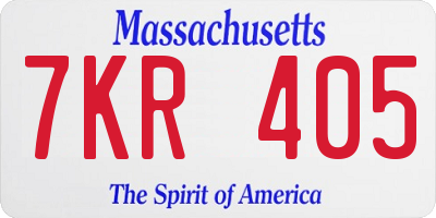 MA license plate 7KR405