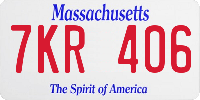 MA license plate 7KR406