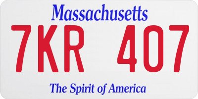 MA license plate 7KR407