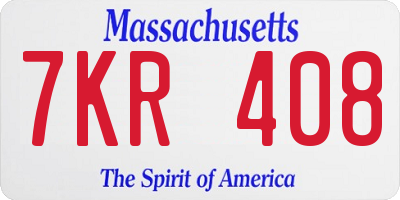 MA license plate 7KR408