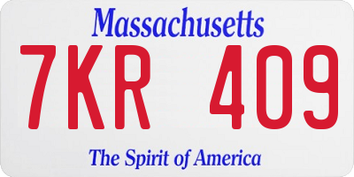 MA license plate 7KR409