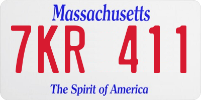 MA license plate 7KR411