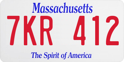MA license plate 7KR412