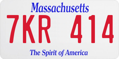 MA license plate 7KR414