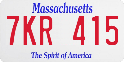MA license plate 7KR415