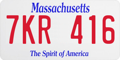 MA license plate 7KR416