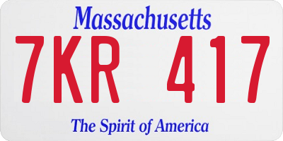 MA license plate 7KR417