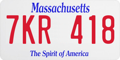 MA license plate 7KR418