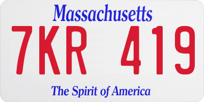 MA license plate 7KR419