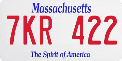 MA license plate 7KR422