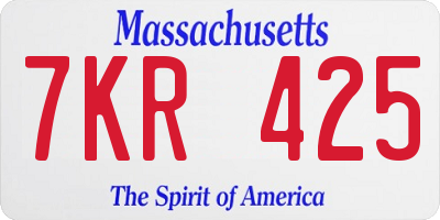 MA license plate 7KR425