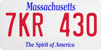 MA license plate 7KR430