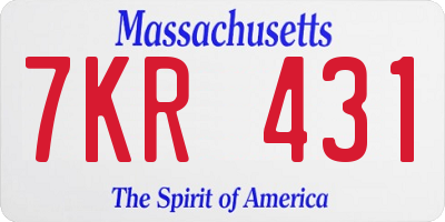 MA license plate 7KR431