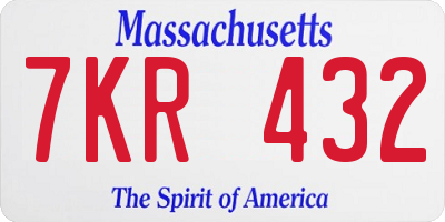 MA license plate 7KR432