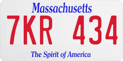 MA license plate 7KR434