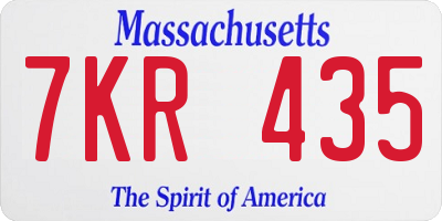 MA license plate 7KR435