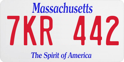 MA license plate 7KR442