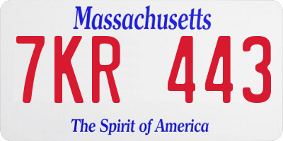 MA license plate 7KR443