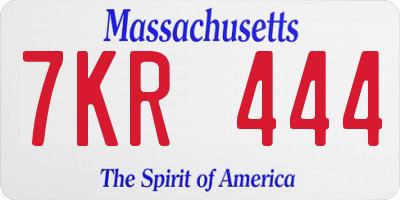 MA license plate 7KR444
