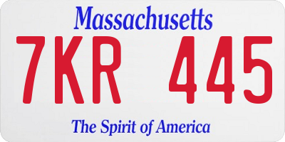 MA license plate 7KR445