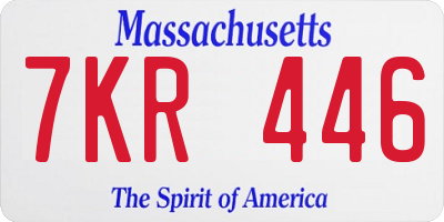 MA license plate 7KR446
