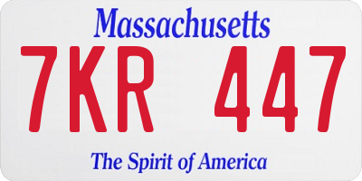 MA license plate 7KR447