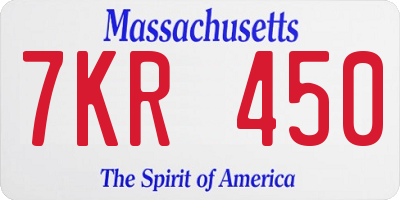 MA license plate 7KR450