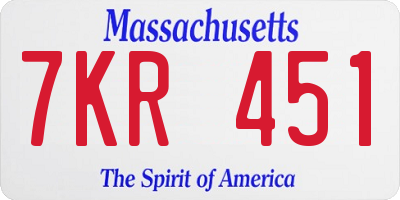 MA license plate 7KR451