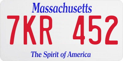 MA license plate 7KR452