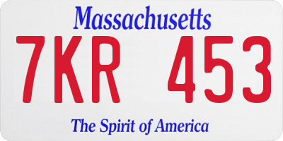 MA license plate 7KR453