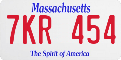 MA license plate 7KR454