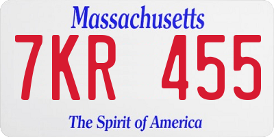 MA license plate 7KR455