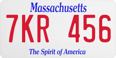 MA license plate 7KR456