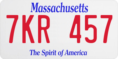 MA license plate 7KR457