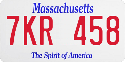 MA license plate 7KR458