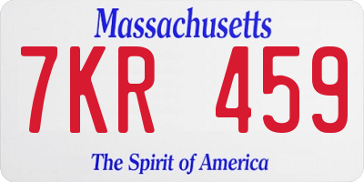 MA license plate 7KR459