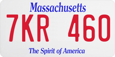 MA license plate 7KR460