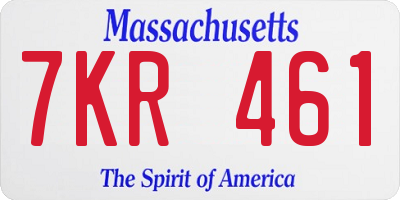 MA license plate 7KR461