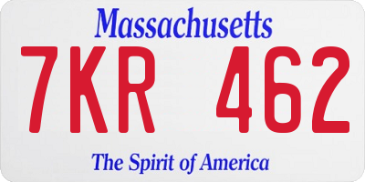 MA license plate 7KR462