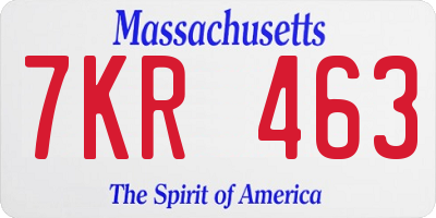 MA license plate 7KR463